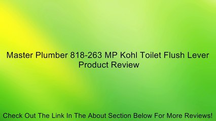 Master Plumber 818-263 MP Kohl Toilet Flush Lever Review