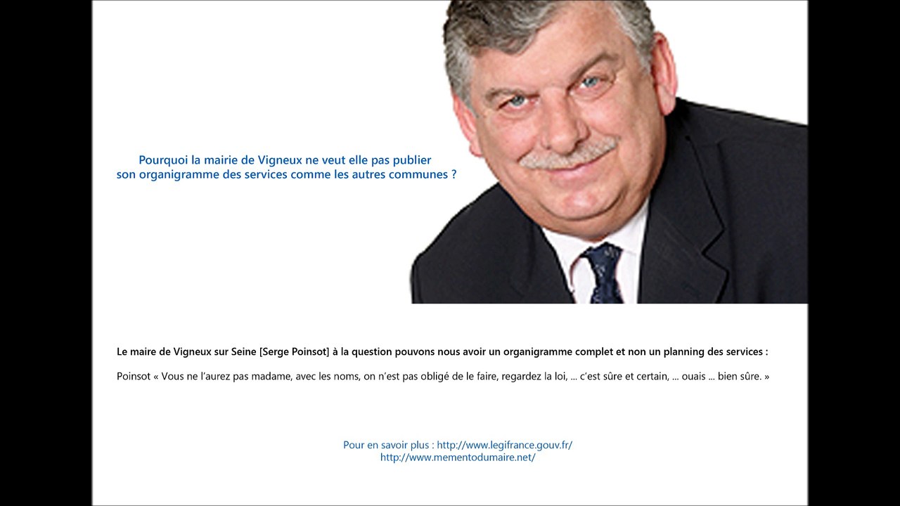 Pourquoi la mairie de Vigneux ne veut elle pas publier son organigramme des services comme les autres communes ?