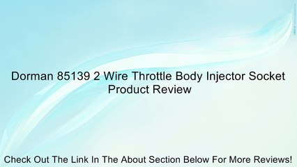 Dorman 85139 2 Wire Throttle Body Injector Socket Review