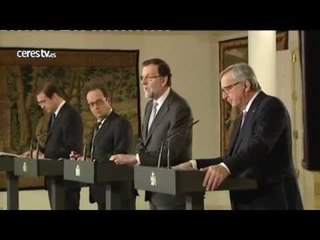 Rajoy, Juncker, Hollande y Passos Coelho firman en Moncloa la conexión energética europea a