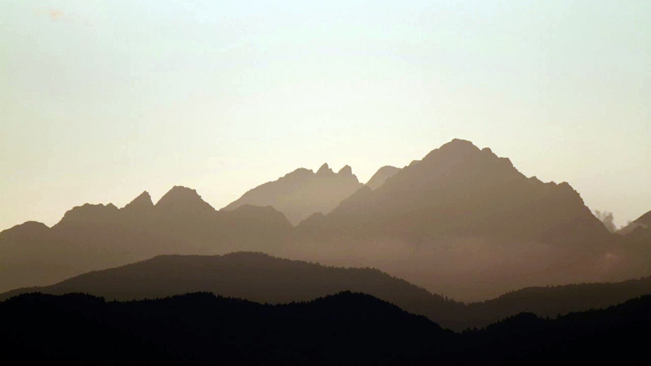穂高岳夕日
