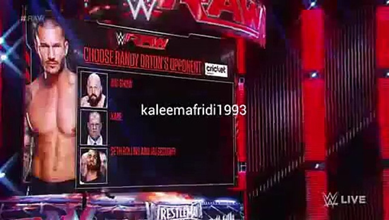 Randy Orton vs Seth Rollins wwe March 23 ,2015