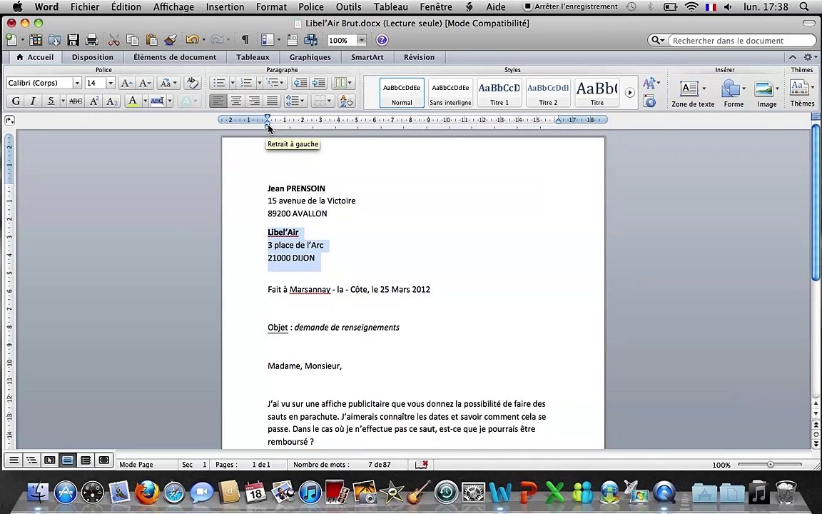 Tuto - Word 2011 - Mettre en forme une lettre