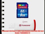 Transcend 8 GB Class 6 SDHC Flash Memory Card with USB Card Reader TS8GSDHC6-P2