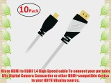 GearIT 10 Pack (6 Feet/1.82 Meters) High-Speed Micro HDMI To HDMI Cable Supports Ethernet 3D