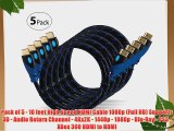 Aurum Ultra Series - High Speed HDMI Cable With Ethernet 5 PACK (10 Ft) - Supports 3D