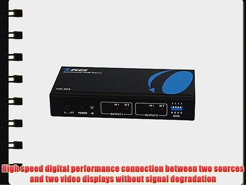 OREI HD-202 2x2 HDMI 1.4V Matrix Switch/Splitter (2-input 2-output) with Remote Control Supports