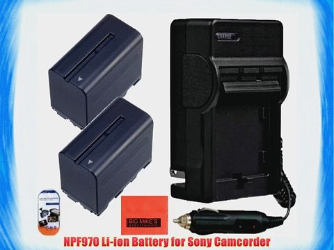 Pack Of 2 NP-F970 Batteries and Battery Charger for Sony DCR-VX2100 FDR-AX14K HDR-AX2000 HDR-FX1