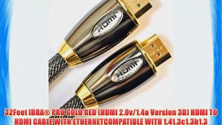 IBRA? 10m High Speed PRO GOLD RED HDMI Cable 3D PS4 2160p 4K Ultra HD(10M/32 Feet)