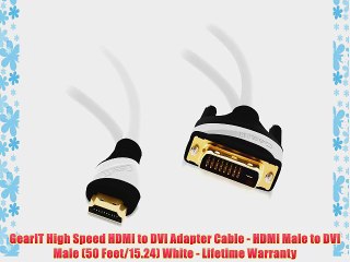 GearIT High Speed HDMI to DVI Adapter Cable - HDMI Male to DVI Male (50 Feet/15.24) White -