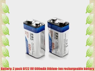 下载视频: EBL? 600mAh 9 Volt Li-ion Rechargeable 9V Batteries Lithium-ion 2 Pack