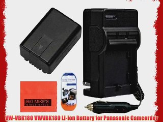 VW-VBK180 Battery And battery Charger for Panasonic HC-V10 HC-V100 HC-V500 HC-V700 Camcorder