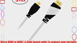 GearIT 5 Pack (15 Feet/4.57 Meters) High-Speed Micro HDMI To HDMI Cable Supports Ethernet 3D