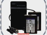 2 Battery   Charger for Sony Handycam HDR-UX10 DCR-HC52 NP-FH100   car plug