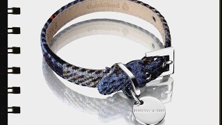 Hennessy Harris Tweed and Large Leather Dog Collar Mackenzie Blue