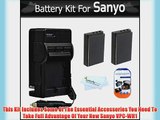2 Pack Battery And Charger Kit For Sanyo VPC-WH1 VPC-HD2000A Xacti HD1000 High Definition Camcorder