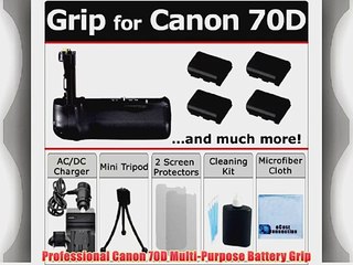 Multi-Power EOS 70D Battery Grip for Canon EOS 70D DSLR Camera   4 LP-E6 Long Life Batteries