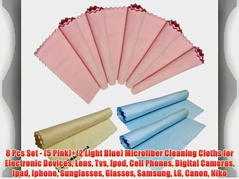 8 Pcs Set - (5 Pink) (2 Light Blue) Microfiber Cleaning Cloths for Electronic Devices Lens