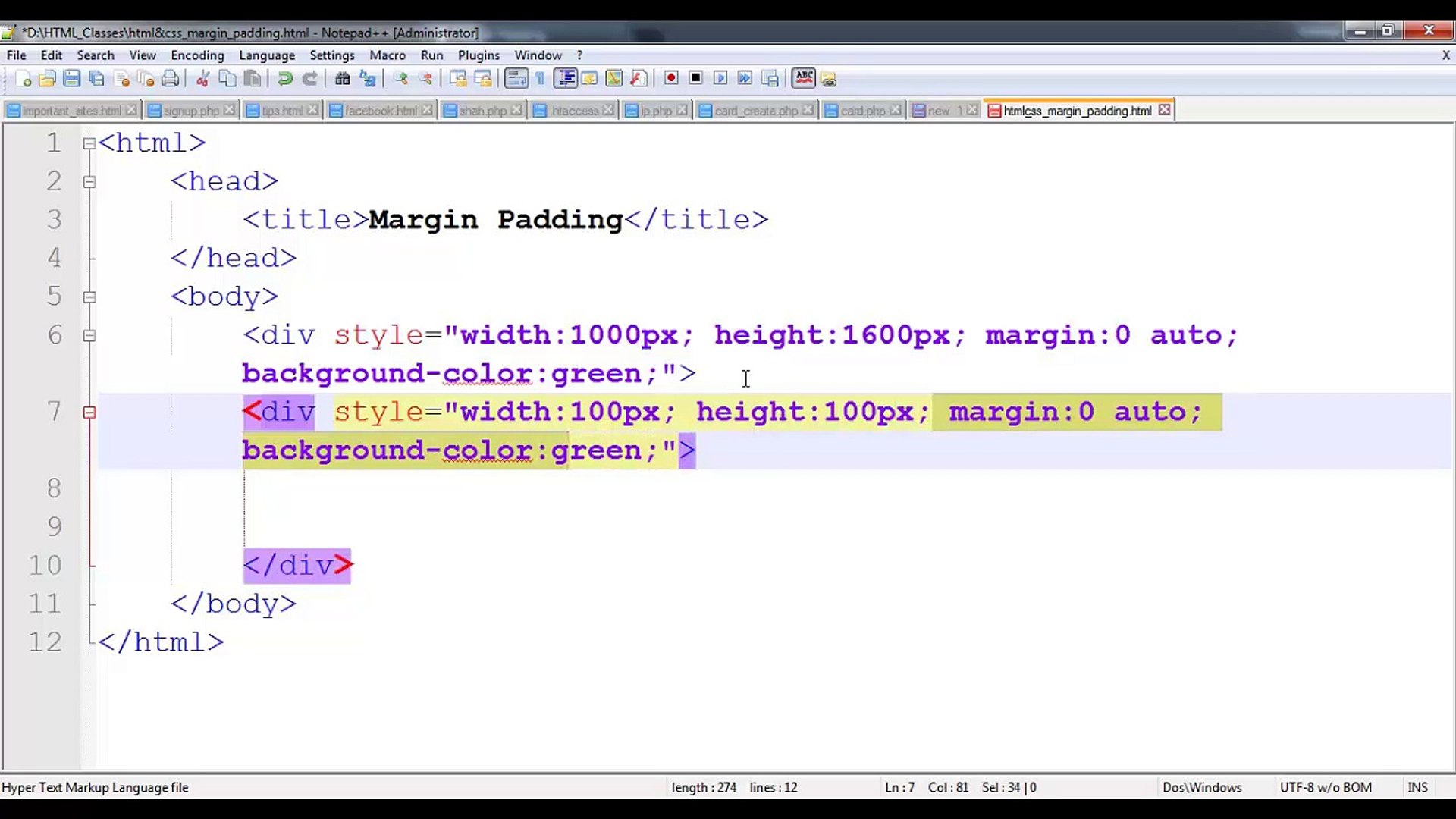 HTML and CSS margin padding in detail Hindi Urdu - video Dailymotion