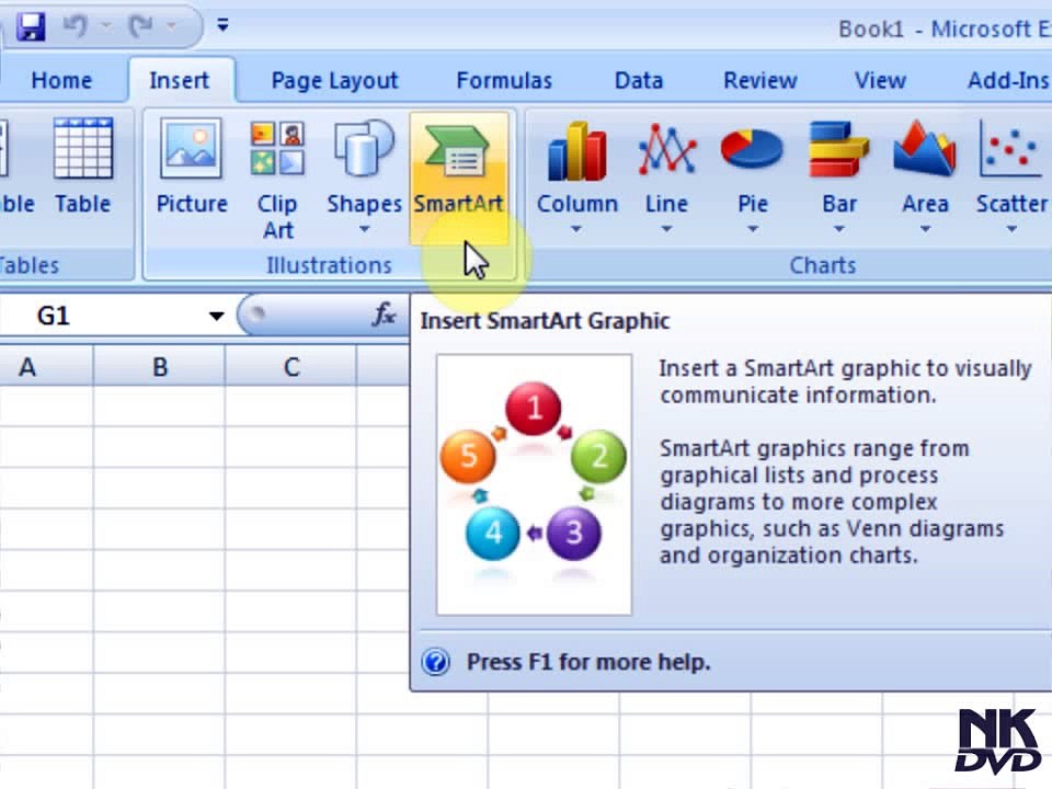 Lesson # 51 The Insert Smart Art (Microsoft Office Excel 2007_2010 Tutorial)