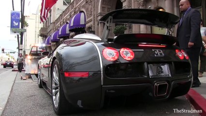 $1.5 Million near crash! Chrome Carbon Fiber Bugatti Veyron supercar almost falls off flatbed!