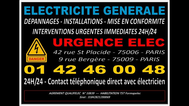 ÉLECTRICIEN ÉLECTRICITÉ PARIS 6eme 75006