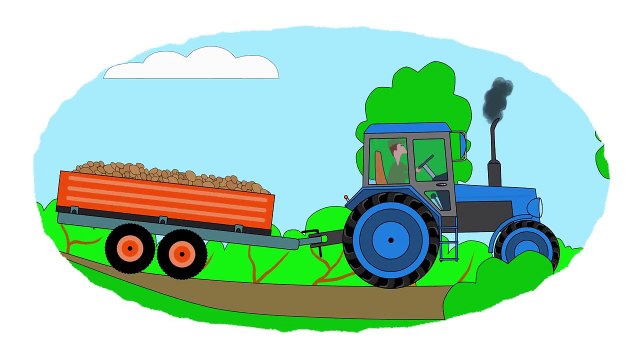 Мультик - Раскраска. Учим Цвета - Мультики про машинки - Тракторы - Часть 1