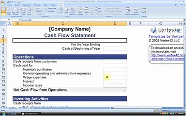 Cash Flow Statement - Vertex42