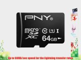 PNY Turbo Performance 64GB High Speed MicroSDXC Class 10 UHS-1 Up to 90MB/sec Flash Card -