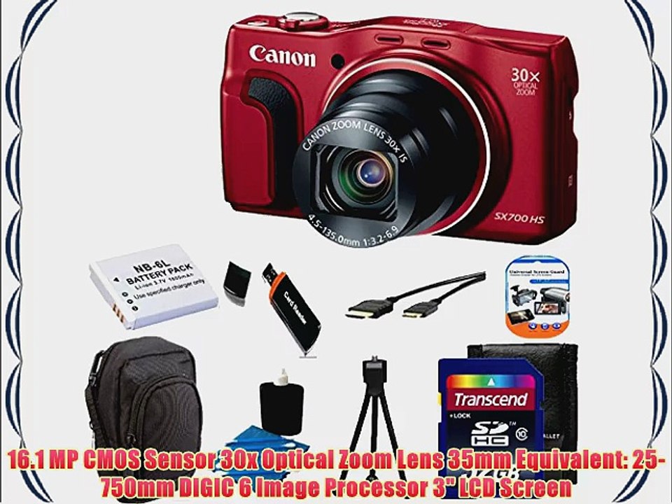 CANON PowerShot SX700 HS 16.1MP HD 1080p Video Digital Camera RED With Extra Battery   Digital
