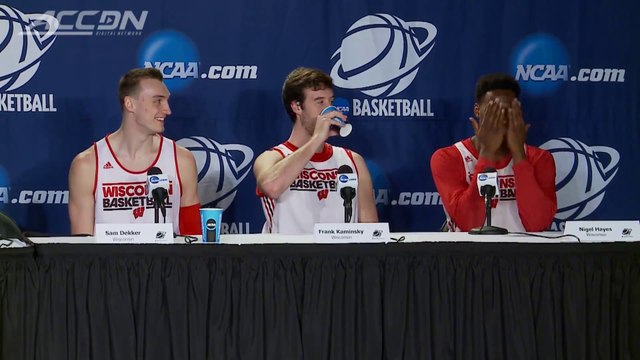So embarrassing and funny moment for Wisconsin Basketball player at Press Conference