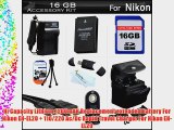 16GB Accessories Kit For Nikon 1 J1 Nikon 1 J2 Nikon 1 AW1 Mirrorles Digital Camera Includes