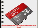 Professional Ultra SanDisk 16GB MicroSDHC Motorola Moto E card is custom formatted for high