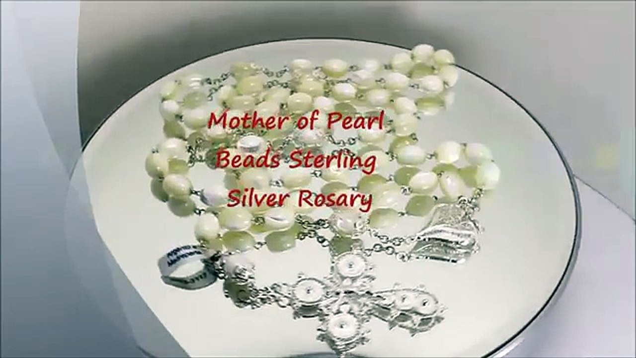 Mother of Pearl Beads Sterling Silver Rosary
