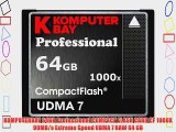 KOMPUTERBAY 64GB Professional COMPACT FLASH CARD CF 1000X 150MB/s Extreme Speed UDMA 7 RAW