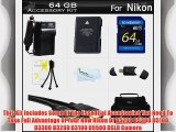 64GB Accessories Kit For Nikon Df D5500 D5200 D5300 D5100 D3300 D3200 D3100 Digital Camera