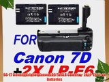 BG-E7 Battery Grip for Canon EOS 7D SLR Camera   2X LP-E6 Li-on Batteries