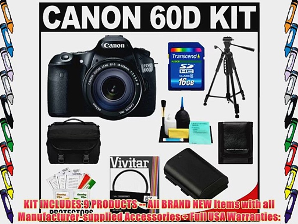 Canon EOS 60D Digital SLR Camera Body with EF-S 18-135mm IS Lens   16GB Card   Battery   Case