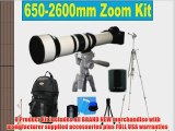 Celltime High Definition 650-1300mm F/8-16 T Mount Telephoto Zoom Lens with 2x Teleconverter