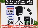 8GB Accessory Kit For Nikon Coolpix L610 L22 L21 L24 L23 L25 L26 S30 Digital Camera Includes
