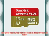 SanDisk Extreme Plus 16GB MicroSDHC UHS-I Memory Card Speed Up To 80MB/s With Adapter Frustration-Free