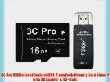 3C Pro 16GB microSD microSDHC Transflash Memory Card Class 4 with SD Adapter