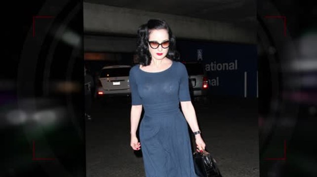 Dita Von Teese looks stylish at LAX