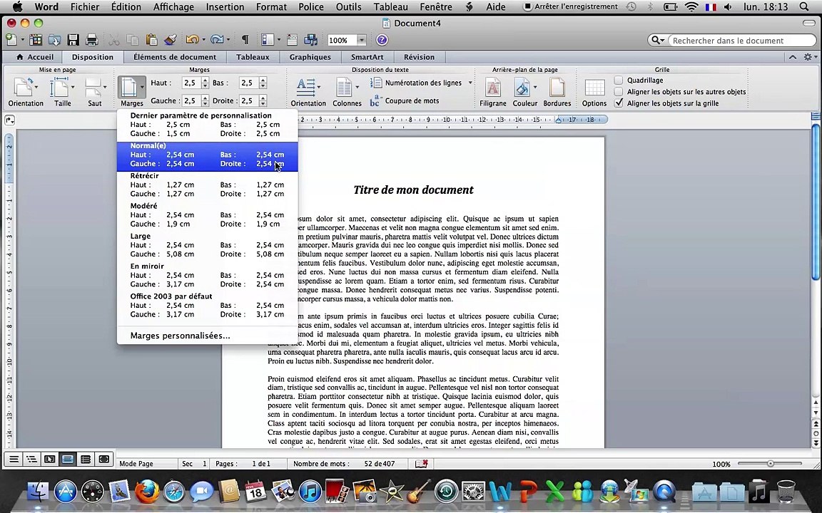 Tuto - Word 2011 - Modifier les marges