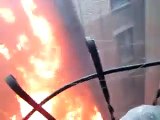 Close-up video!!!Explosion and Fire Next Door  East Village NYC