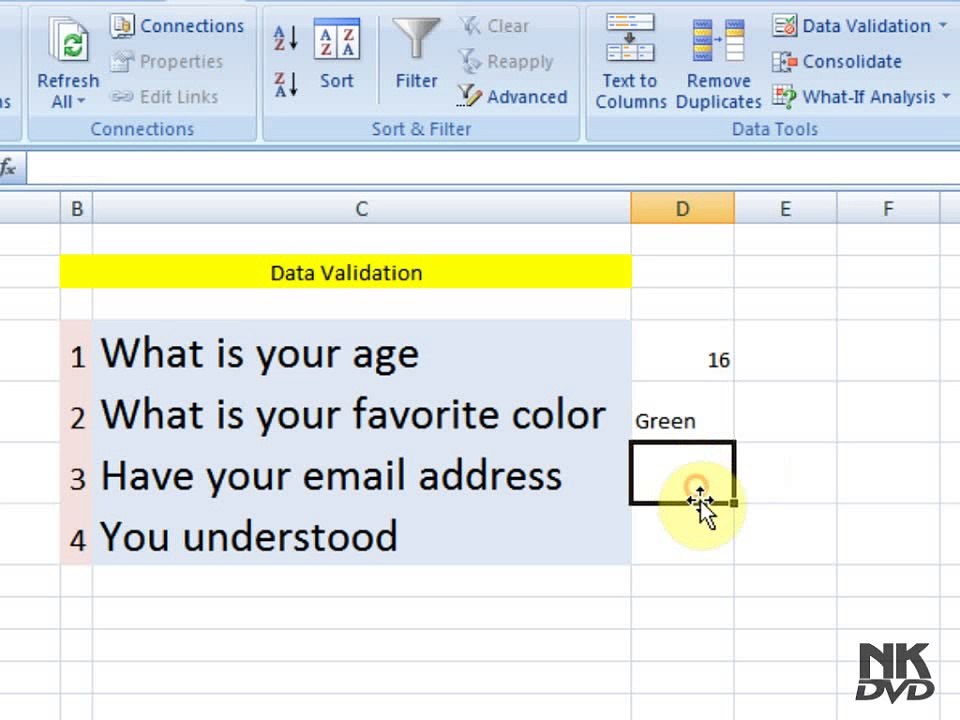 Lesson # 79 The Data Validation (Microsoft Office Excel 2007_ 2010 Tutorial)