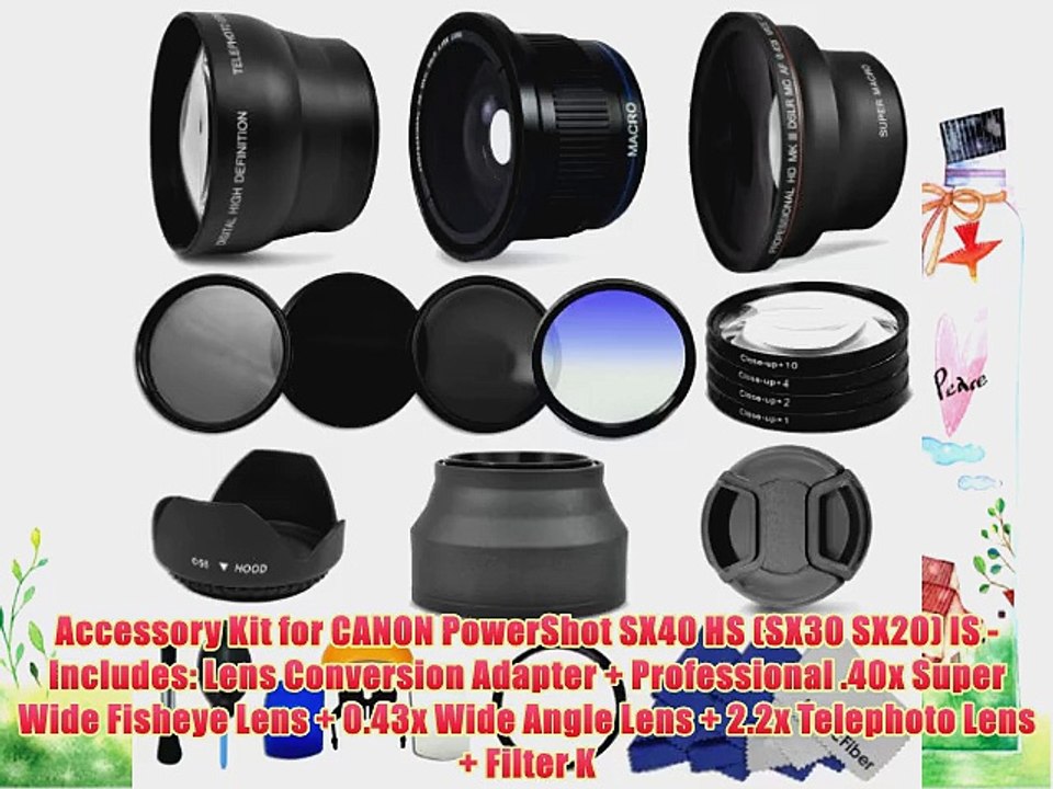 Accessory Kit for CANON PowerShot SX40 HS (SX30 SX20) IS - Includes: Lens Conversion Adapter