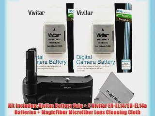 Vivitar Battery Grip for Nikon D3300 D3200 D3100 DSLR Cameras   2 Vivitar EN-EL14 / EN-EL14a