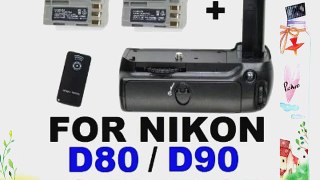 Professional Battery Grip MB-D80 for Nikon D90 D80 with IR Remote and 2x EN-EL3e Lithium-Ion