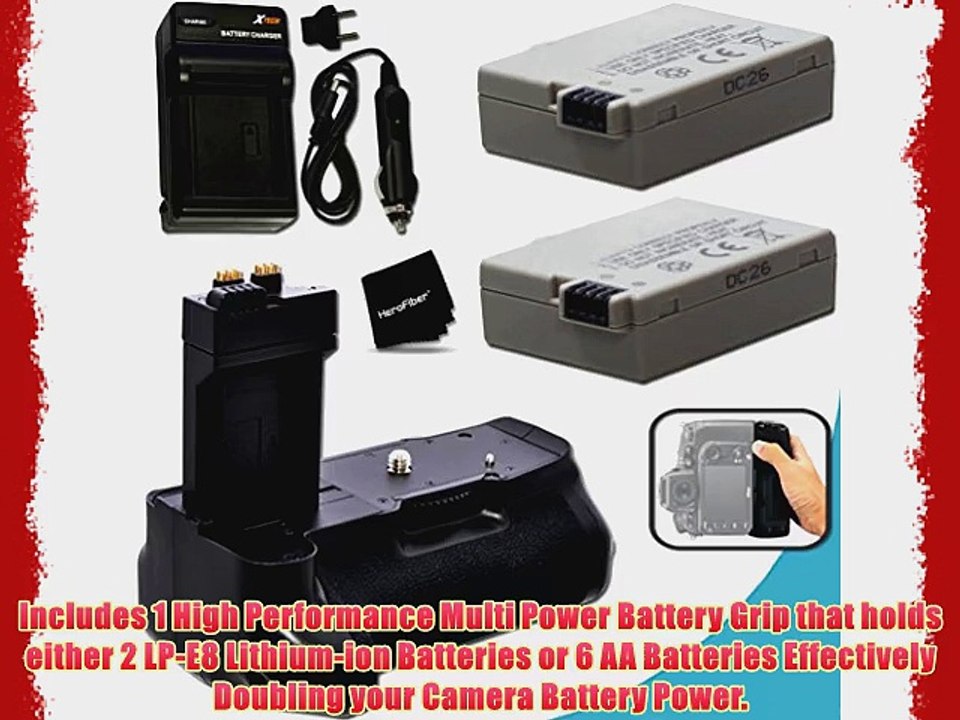 High Performance Battery Grip for Canon EOS Rebel T5i T4i T3i T2i EOS 700D 650D 600D 550D DSLR